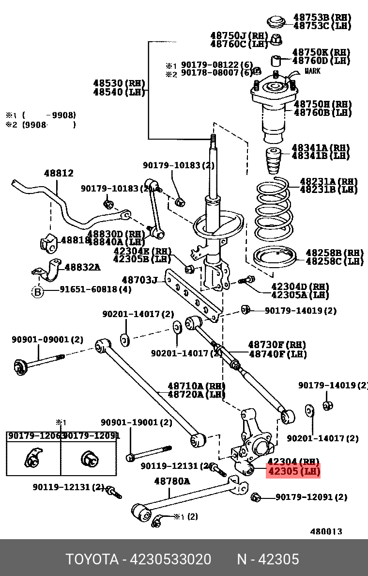 4230533020 TOYOTA ЦАПФА ПОВОРОТНОГО КУЛАКА