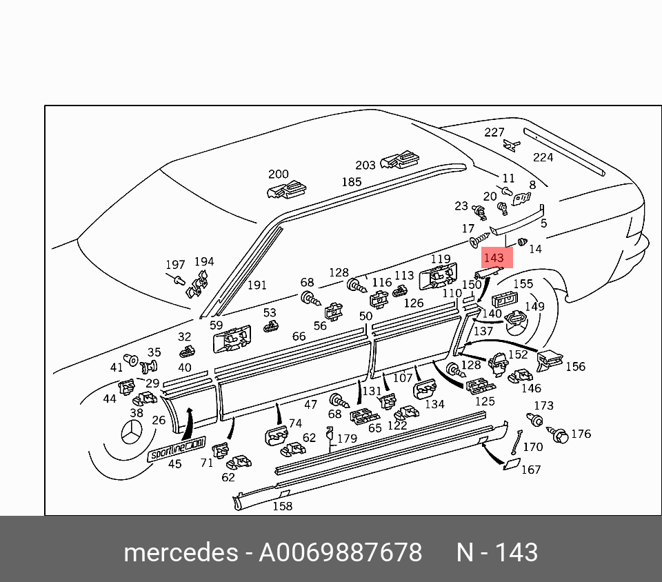 0069887678 MERCEDES-BENZ КЛИПСА КРЕПЛЕНИЯ НАКЛАДКИ ПОРОГА