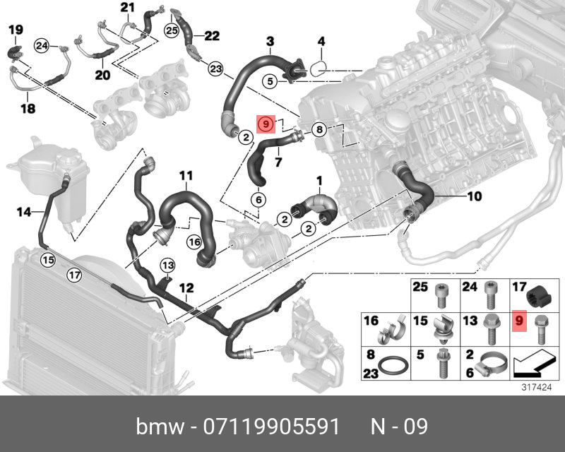 07119905591 BMW Болт с шестигранной головкой с шайбой M6X23