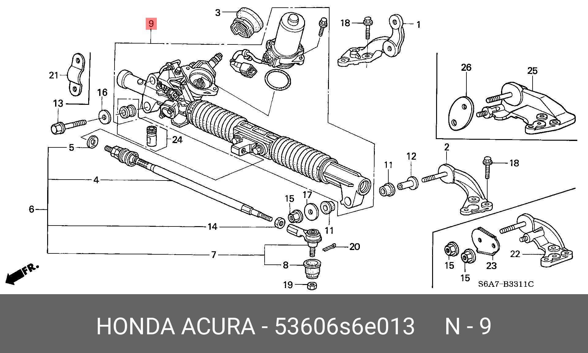 53606S6E013 HONDA Рейка рулевая