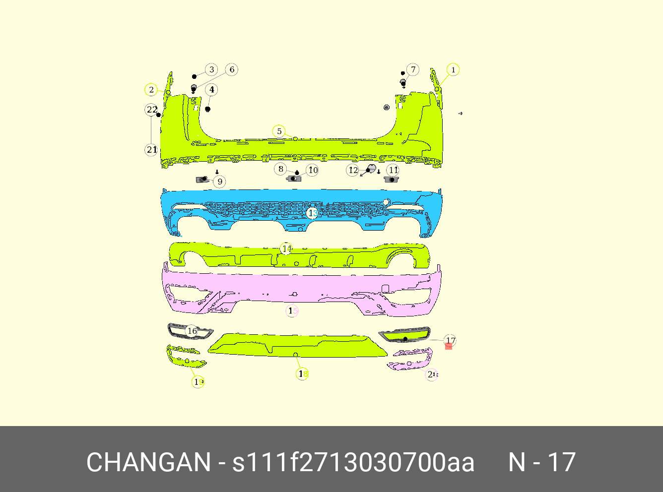 S111F2713030700AA CHANGAN БАМПЕРА ЗАДНЕГО ОКАНТОВКА ПТФ ЛЕВАЯ ORIGINAL