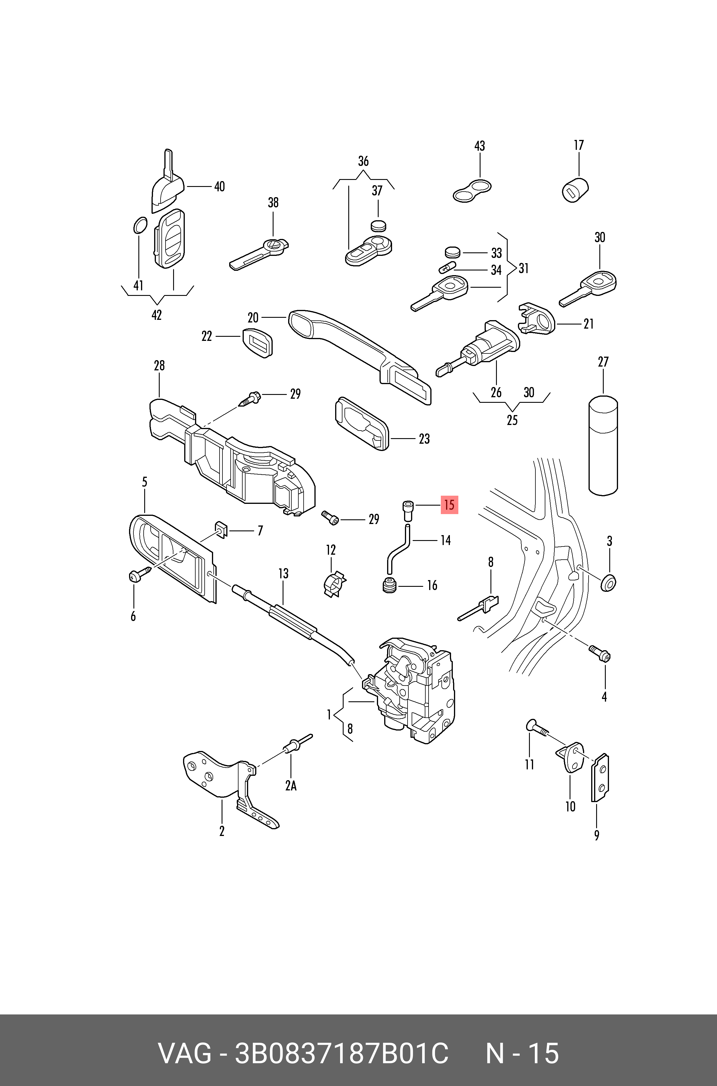 3B0837187B01C VAG Кнопка тяги блокировки замка