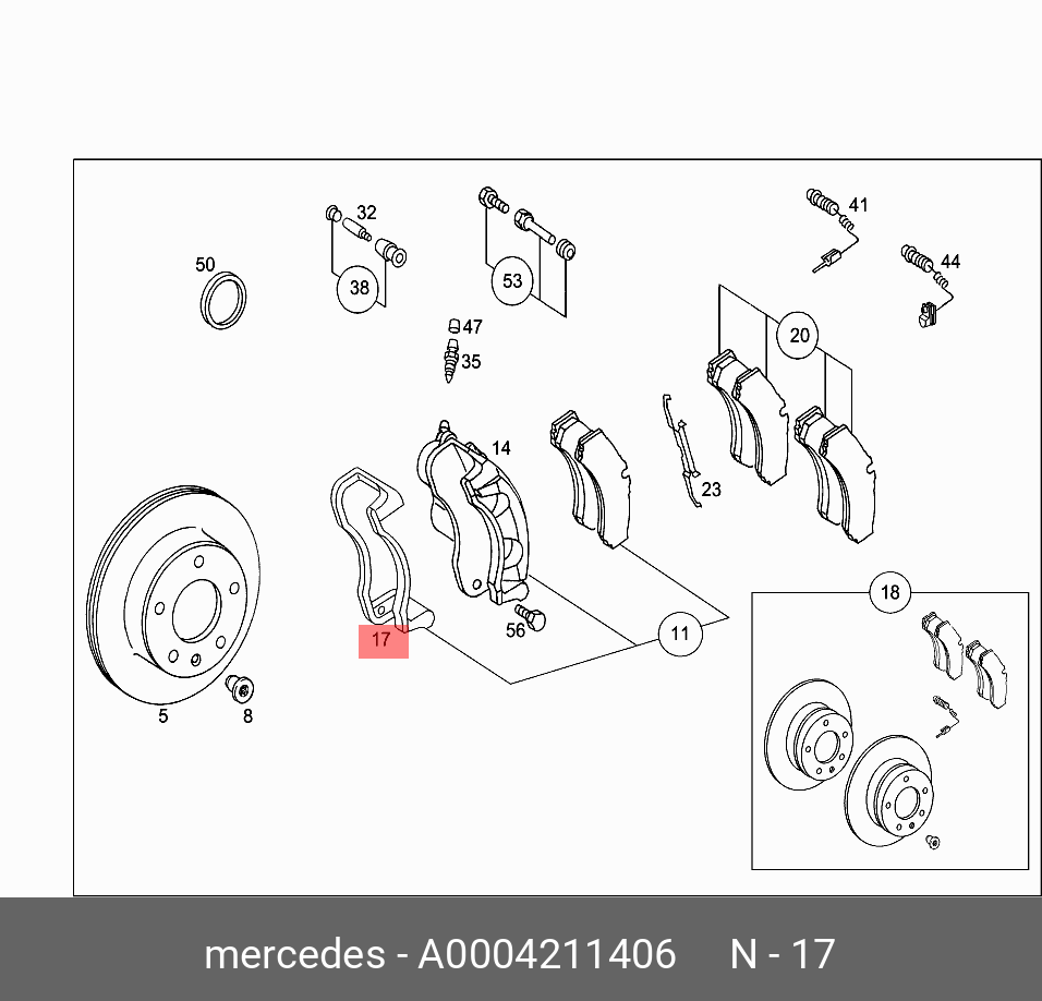 0004211406 MERCEDES-BENZ КРОНШТЕЙН КРЕПЛЕНИЯ КОЛОДОК