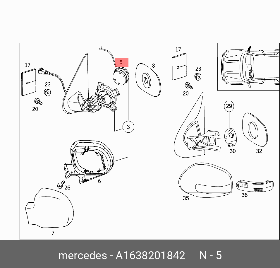 A1638201842 MERCEDES-BENZ ЭЛЕКТРОМОТОР РЕГУЛИРОВКИ ЗЕРКАЛА