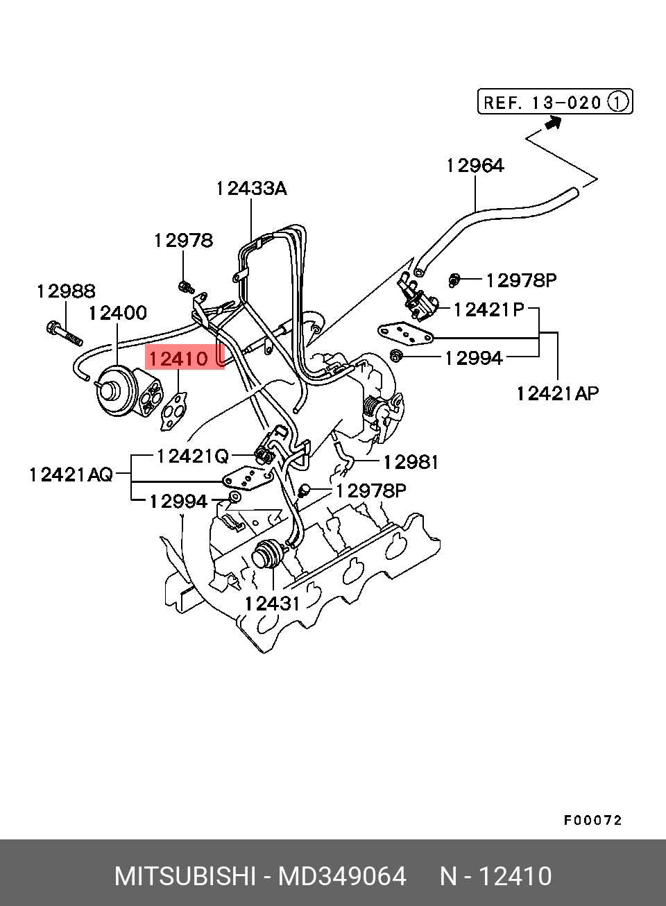MD349064 MITSUBISHI ПРОКЛАДКА КЛАПАНА СИСТ.РЕЦИР.ОТРАБ.ГАЗ