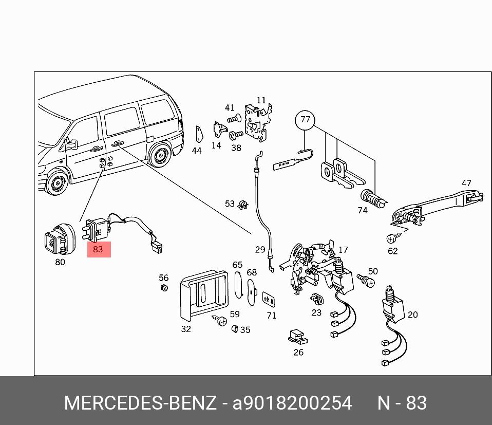 9017301035 замок двери сдвижной Mercedes Vito (Br638) купить в Ставрополе б/у (1