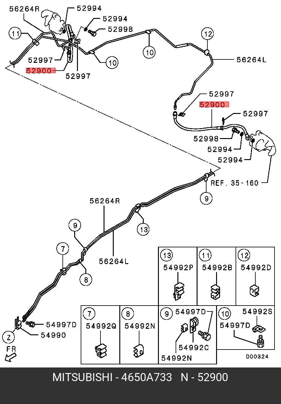 4650A733 MITSUBISHI ШЛАНГ ЗАДНИХ ТОРМОЗОВ
