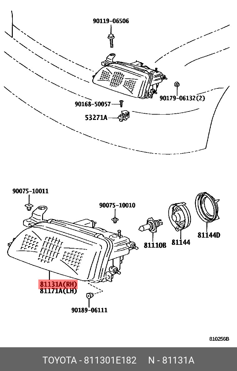 811301E182 TOYOTA ФАРА