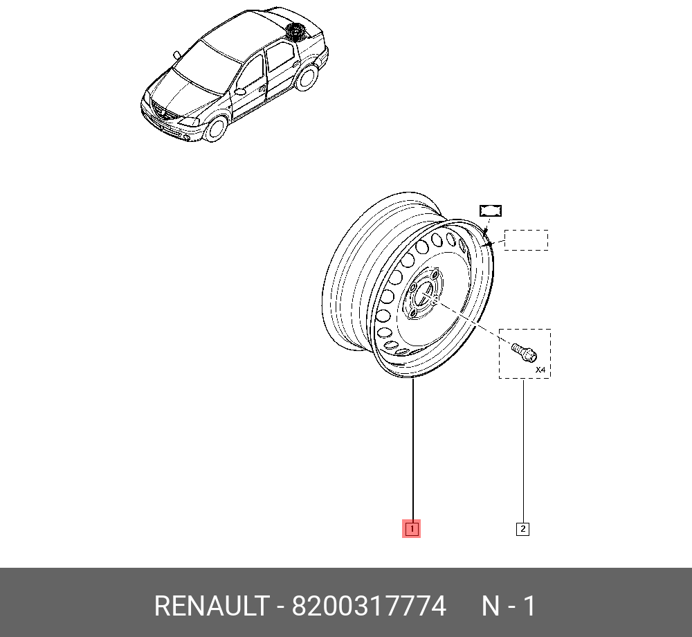 8200317774 RENAULT ДИСК КОЛЕСА МЕТ