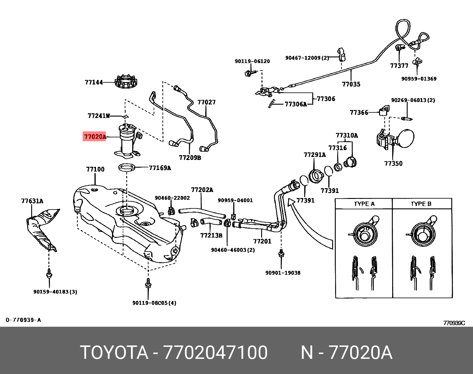 7702047100 TOYOTA TUBE ASSY, FUEL SUCTION W/PUMP & GAGE