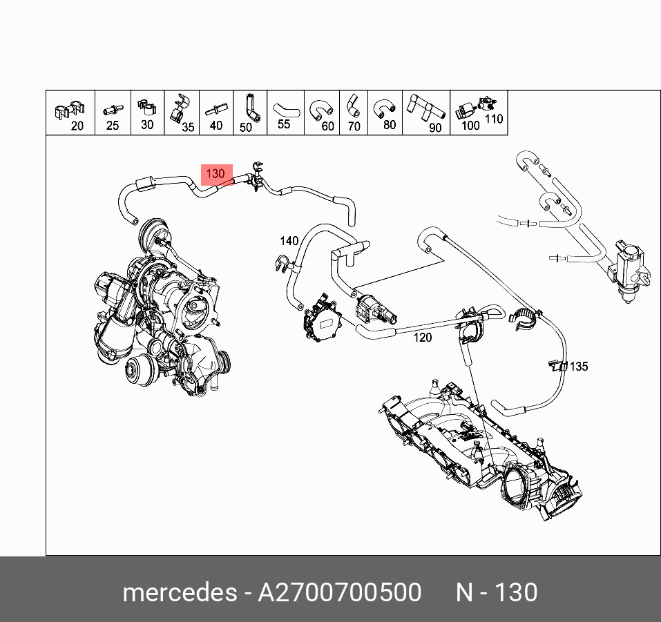 A2700700500 MERCEDES-BENZ ТРУБОПРОВОД ВАКУУМНОЙ СИСТЕМЫ