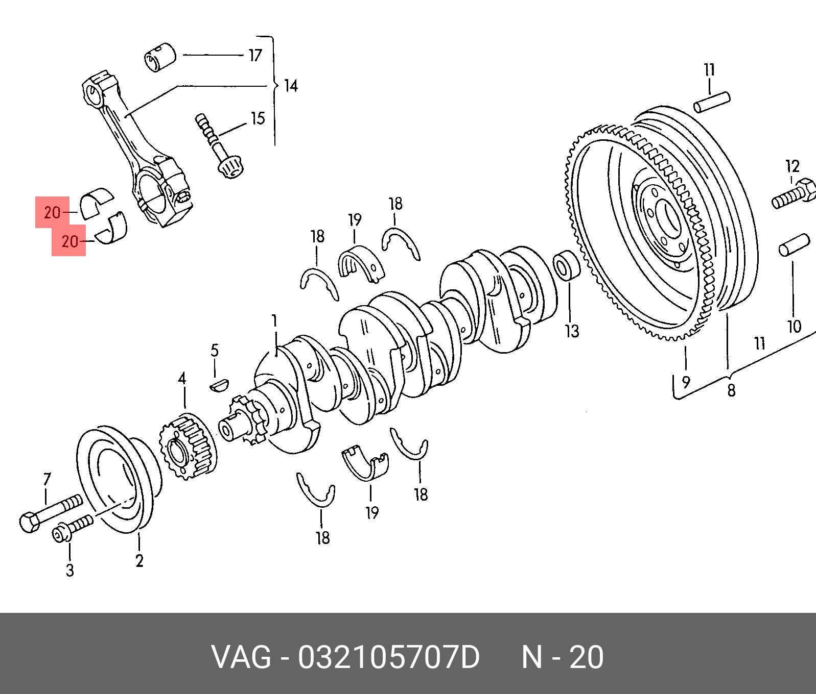 032105707D VAG Шатунный подшипник