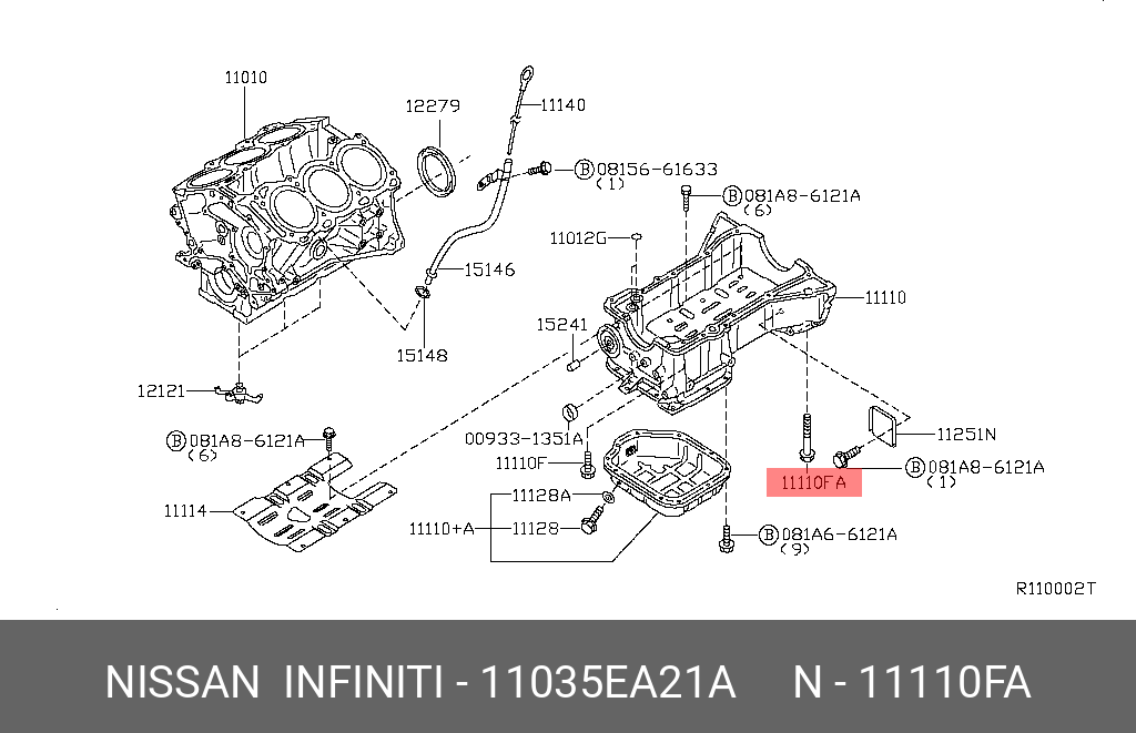 11035EA21A NISSAN БОЛТ С ШЕСТИГРАННОЙ ГОЛОВКОЙ