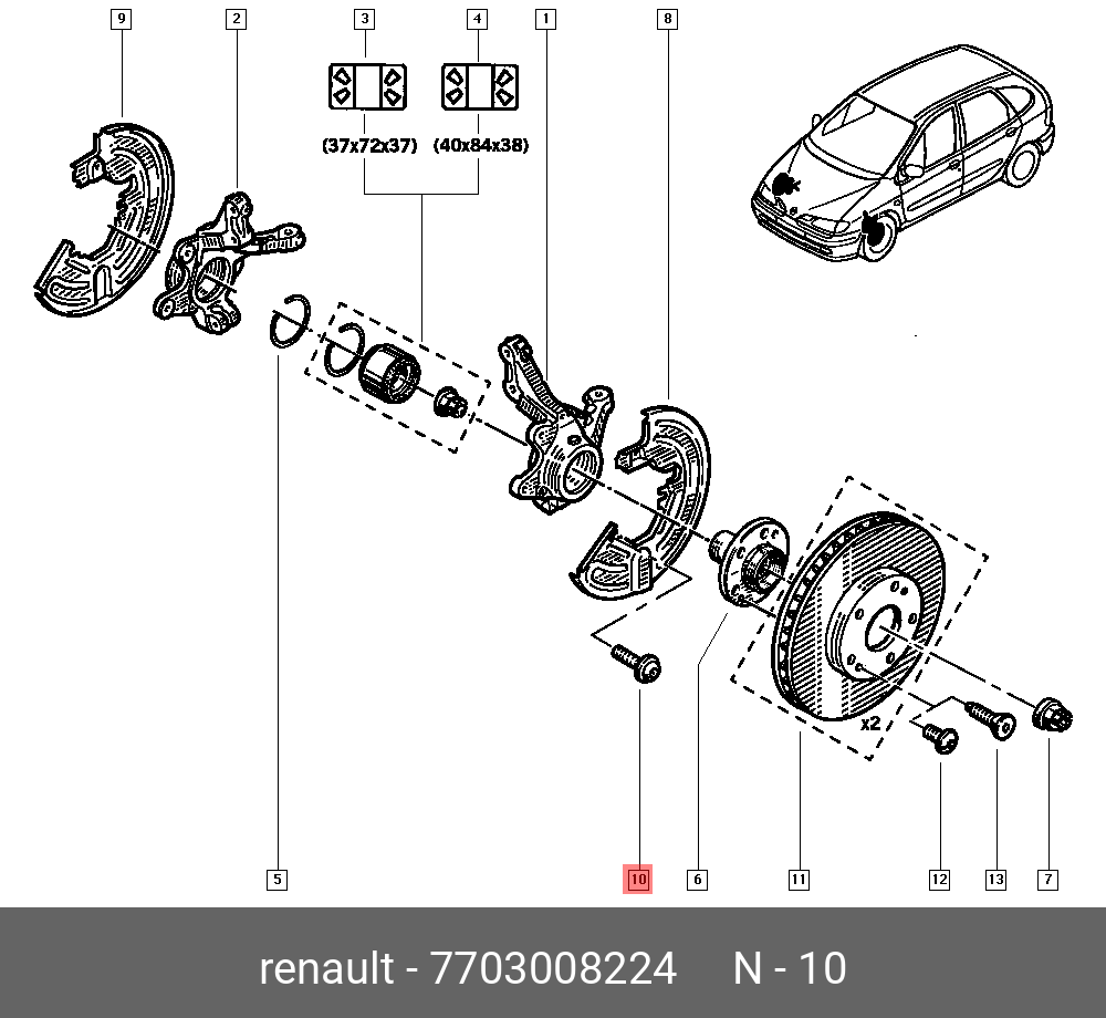 7703008224 RENAULT Болт