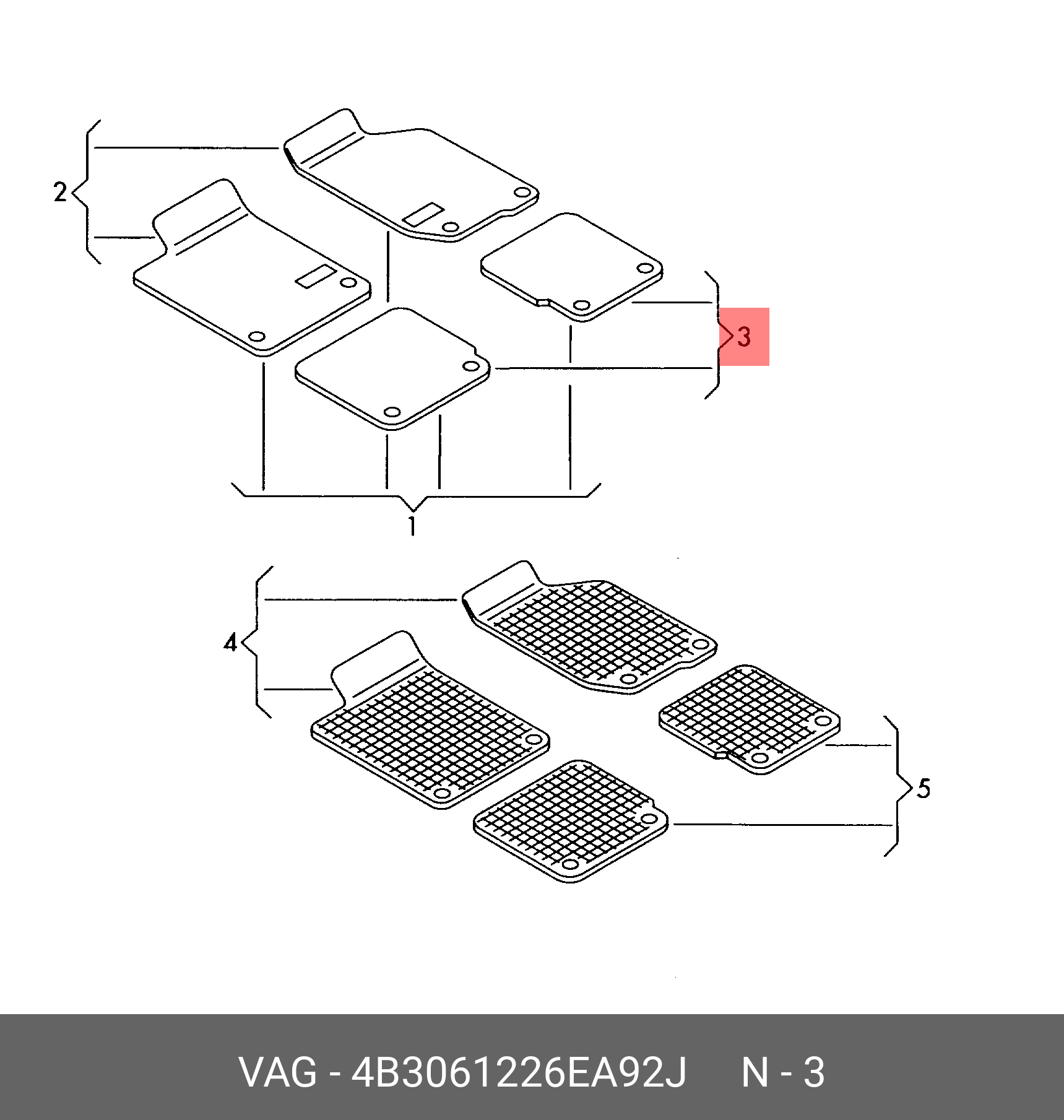 4B3061226EA92J VAG Коврики салона (комплект)