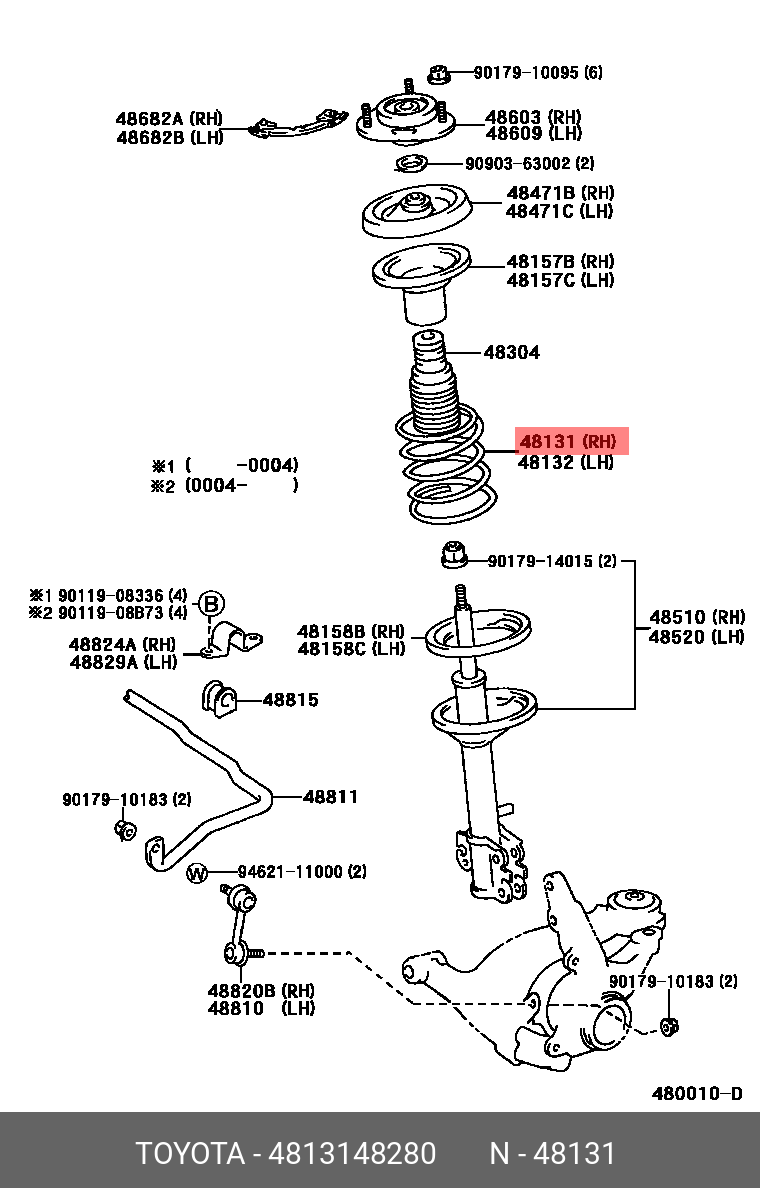 4813148280 TOYOTA ПРУЖИНА ПОДВЕСКИ