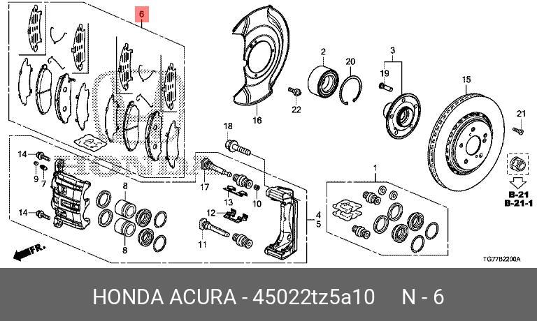 45022TZ5A10 HONDA Колодки тормозные дисковые