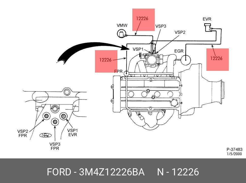 3M4Z12226BA FORD Трубка вакуумной системы