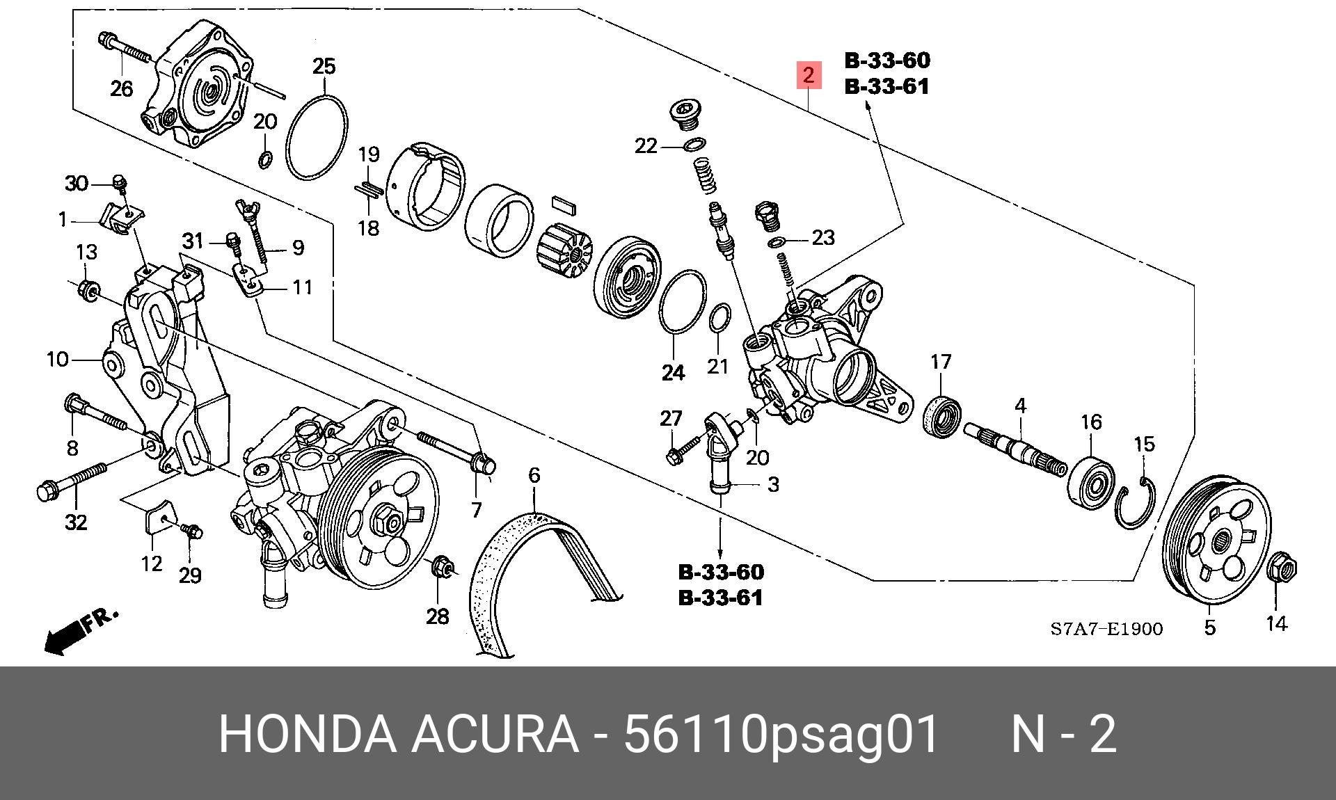 56110PSAG01 HONDA PUMP SUB ASSY., POWER STEERING