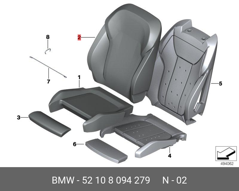 52108094279 BMW Обивка спинки спортивного сиденья, ткань