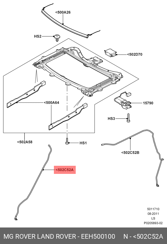EEH500100 LAND ROVER Труба выпуска воды