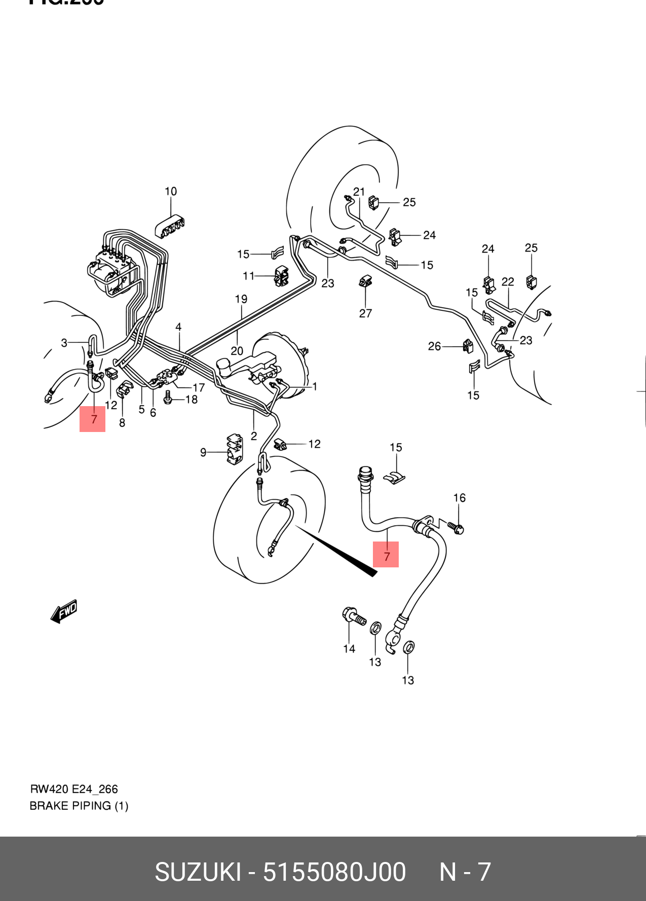 5155080J00 SUZUKI Тормозной шланг