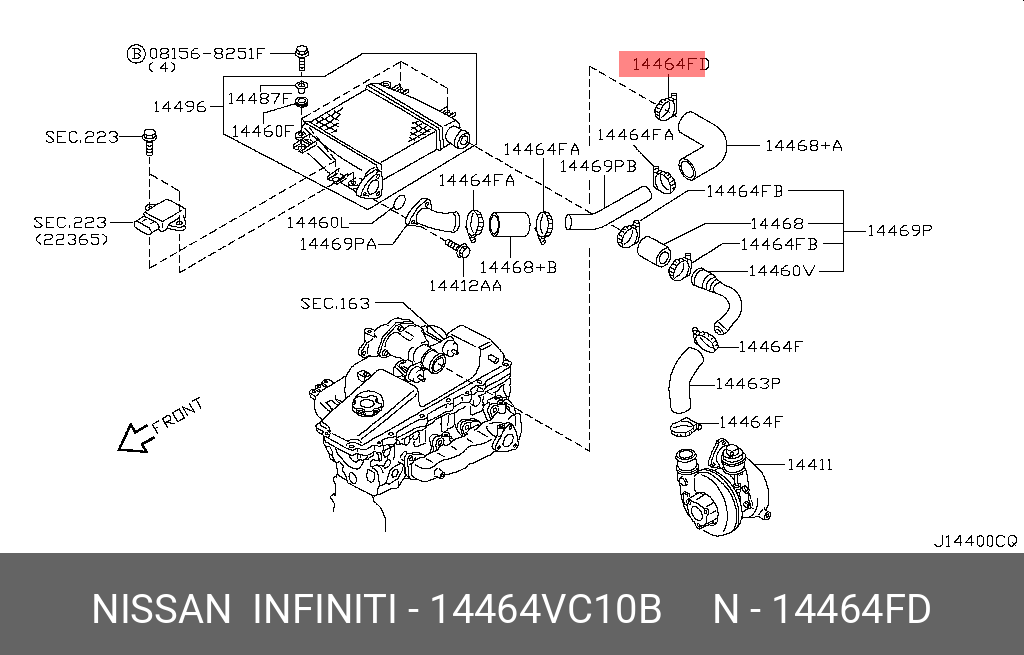 14464VC10B NISSAN CLAMP-HOSE