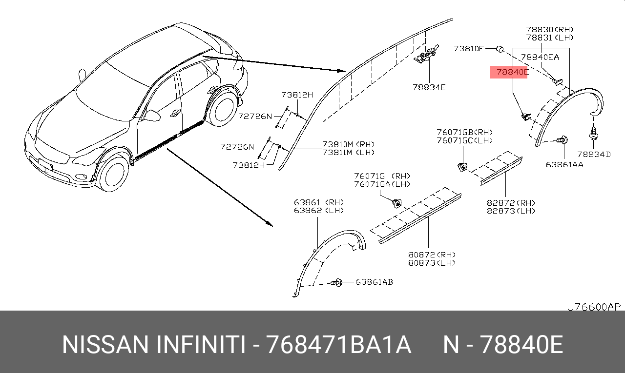 768471BA1A NISSAN КЛИПСА ПЛАСТИКОВАЯ купить в интернет-магазине AvtoTO