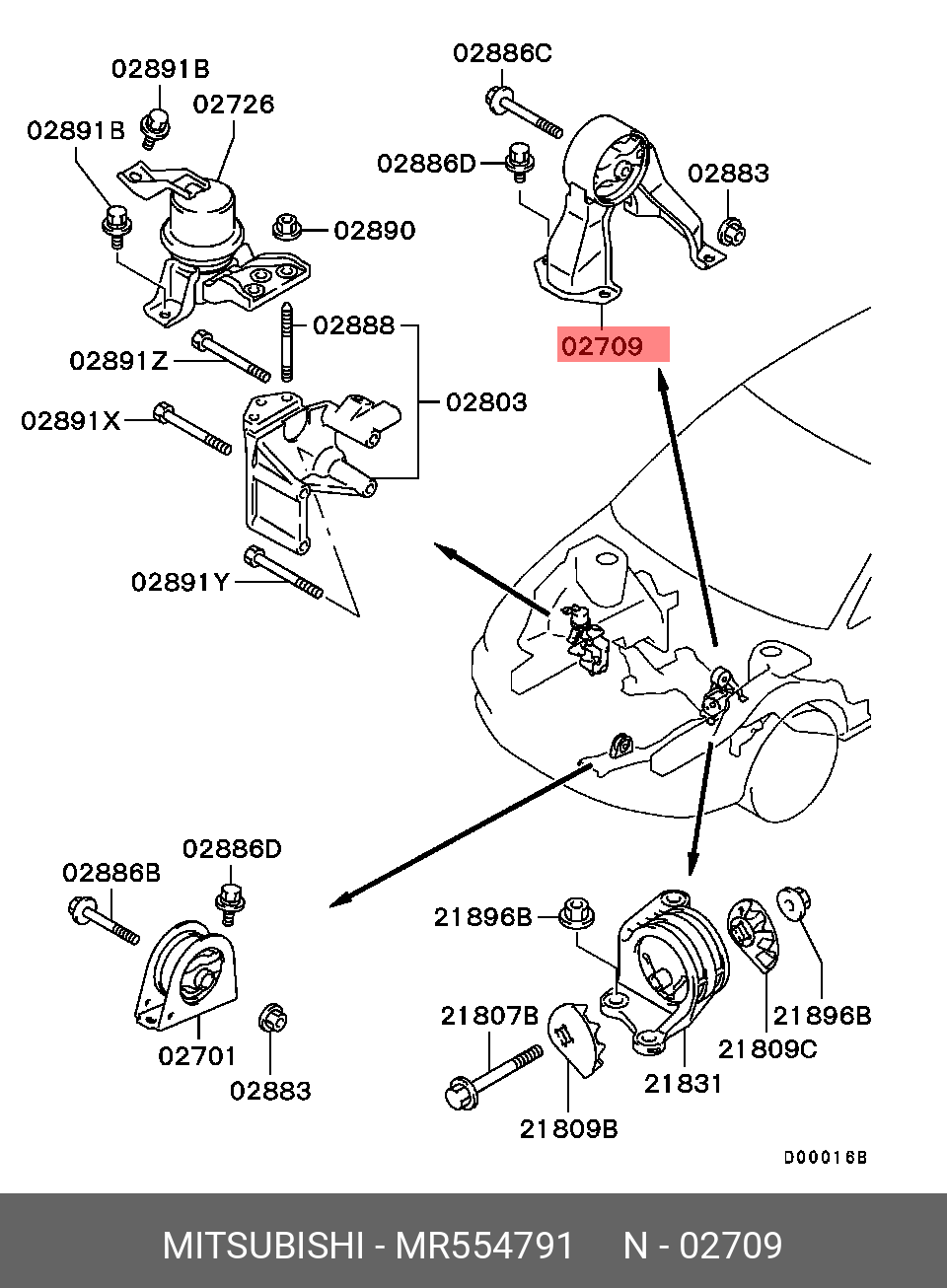 MR554791 MITSUBISHI КРОНШТЕЙН ДВИГАТЕЛЯ