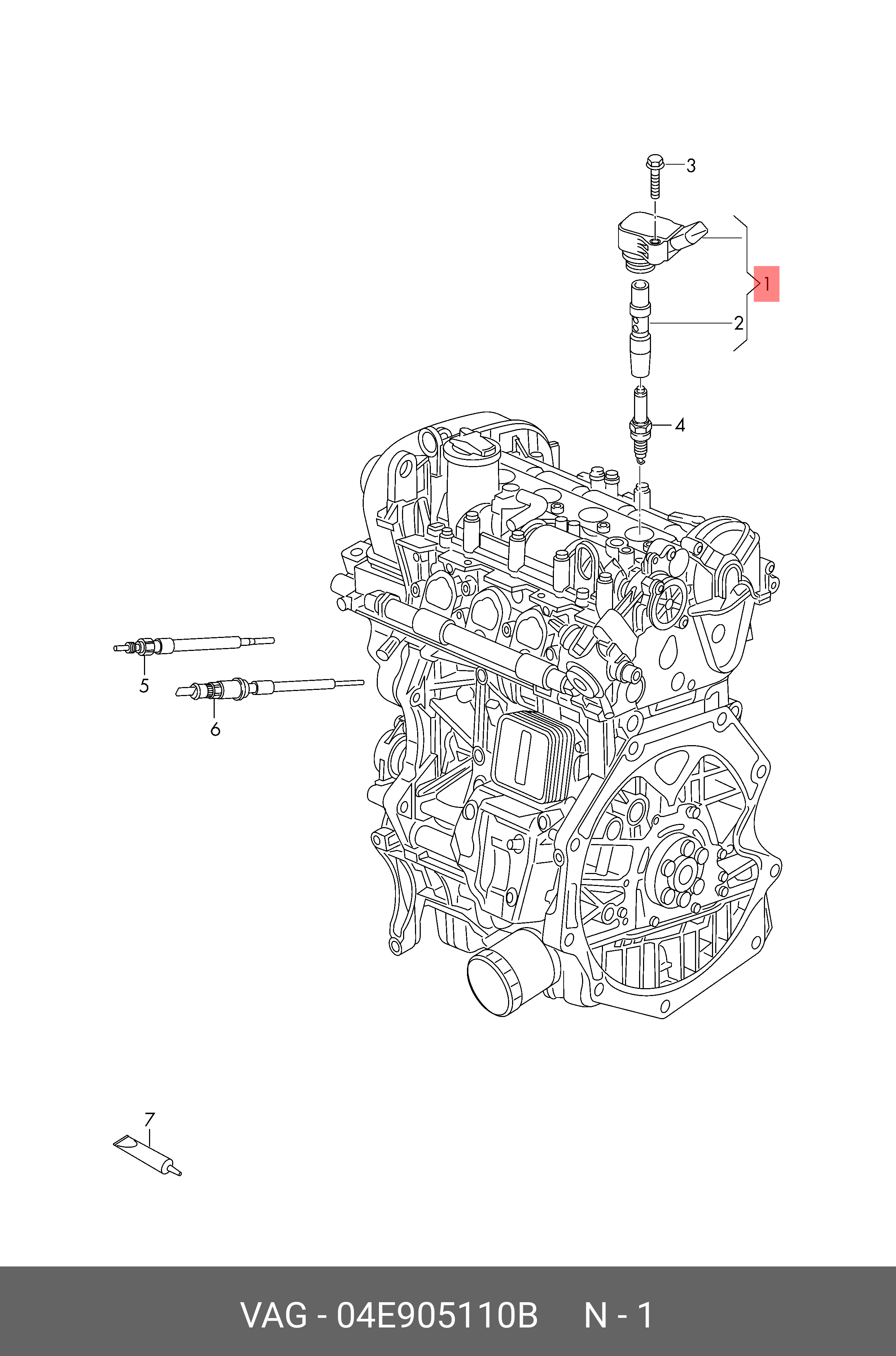 04E905110B VAG Катушка зажигания