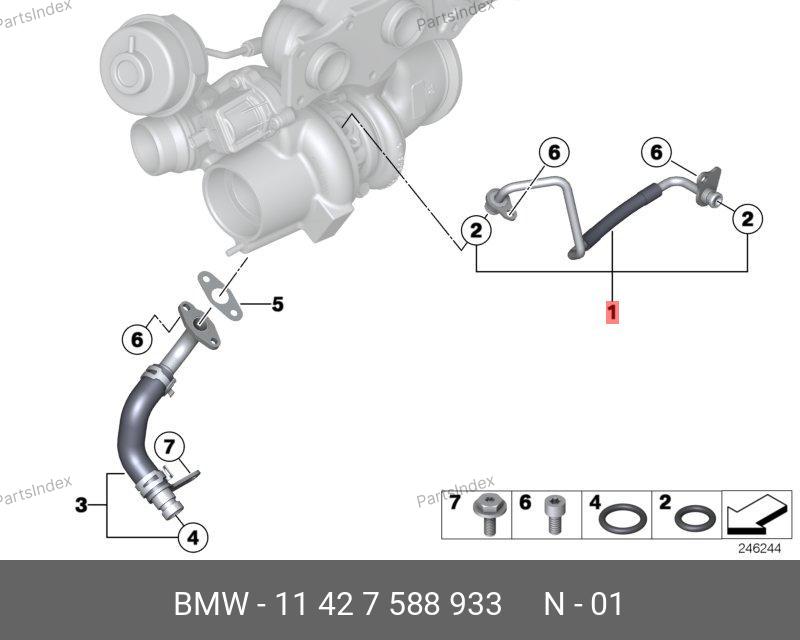 11427588933 BMW Маслопровод подводящий,ÖLLEITUNG VORLAUF