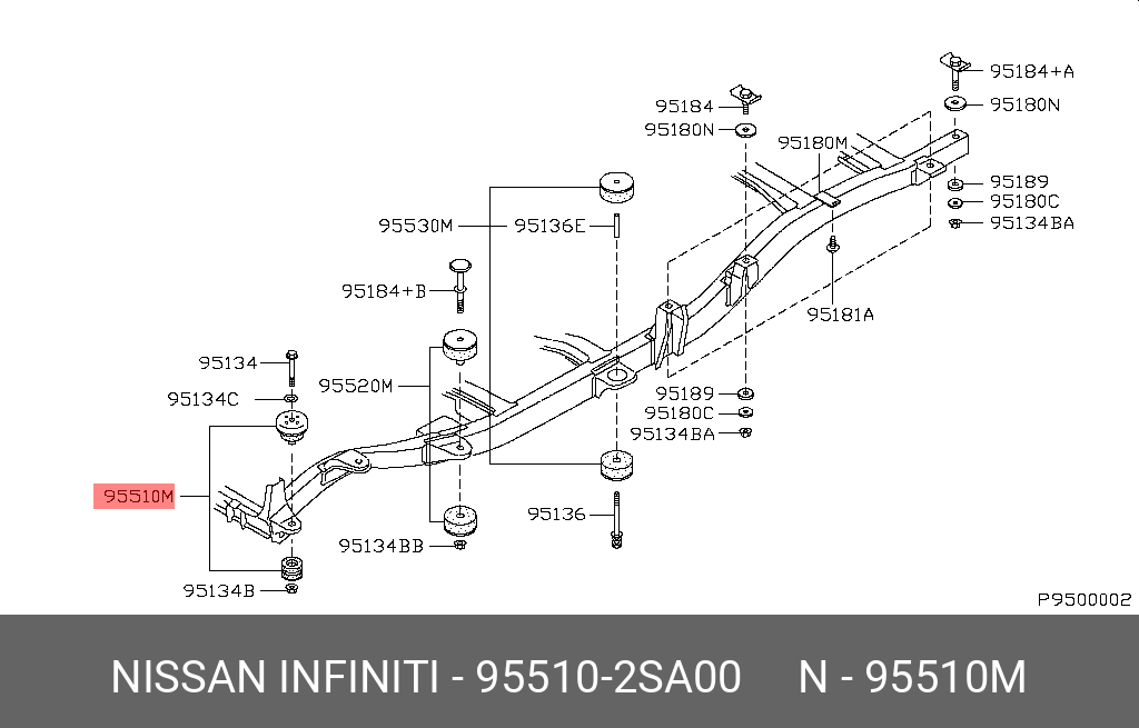 955102SA00 NISSAN Подушка резиновая