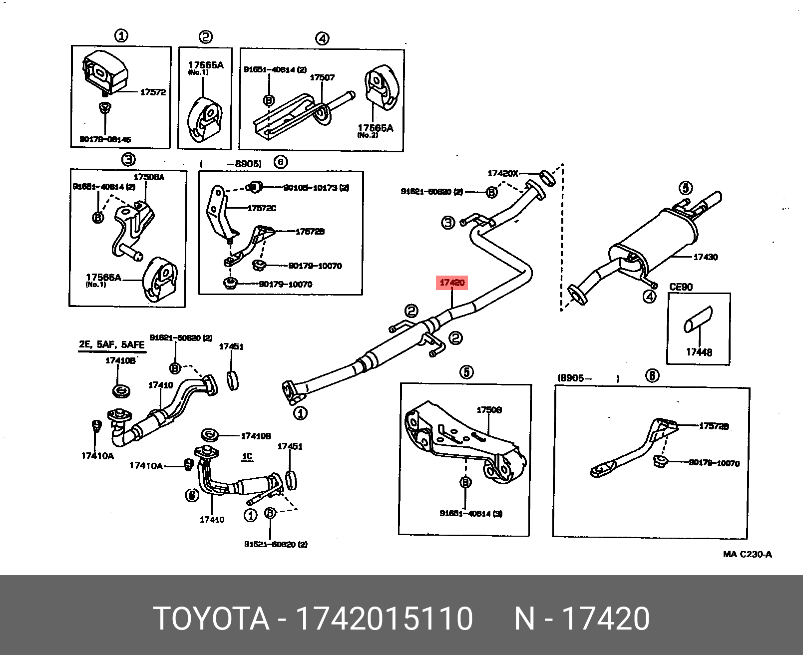 1742015110 TOYOTA Резонатор - средняя часть системы ОГ
