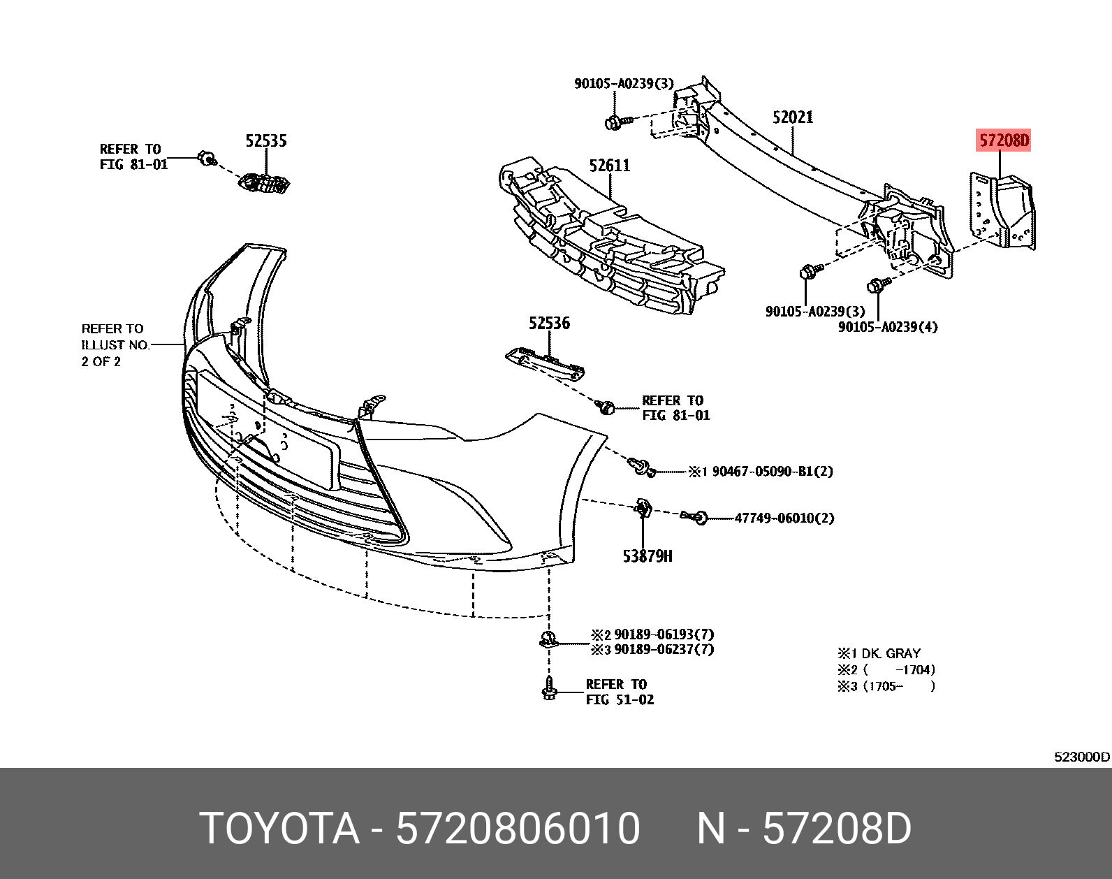 5720806010 TOYOTA SPACER SUB-ASSY, FRONT BUMPER SUPPORT, NO.2