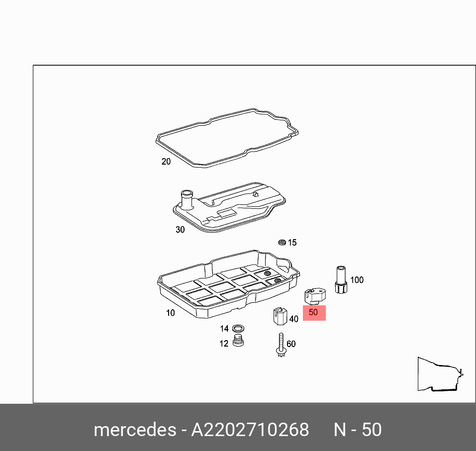 A2202710268 MERCEDES-BENZ КЛИПСА КРЕПЛЕНИЯ ПОДДОНА МАСЛЯНОГО