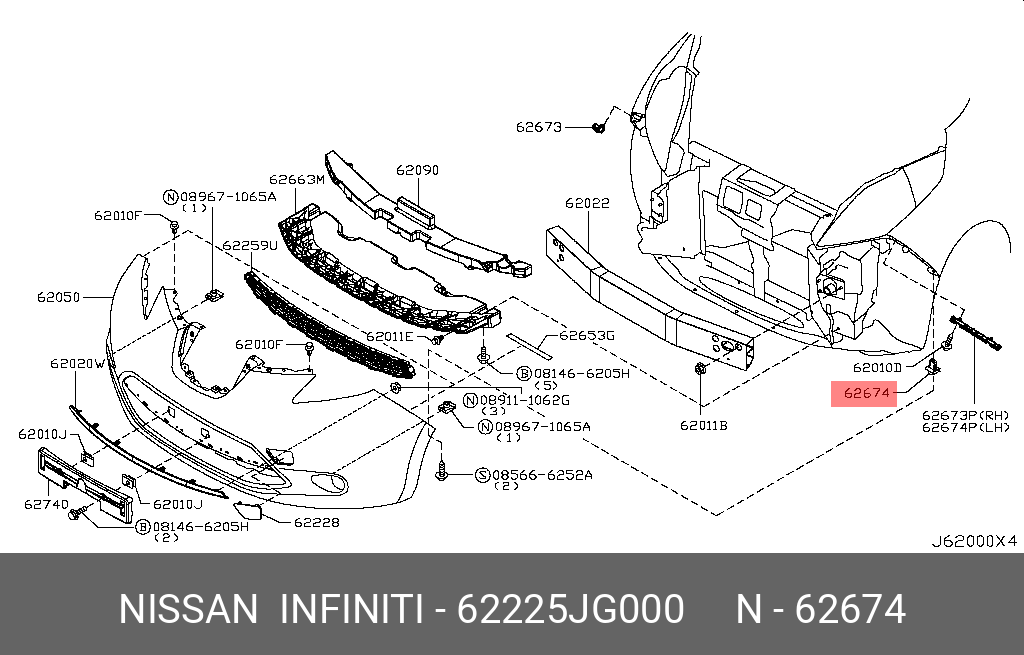 622253NK0A NISSAN BRACKET FRONT BUMPER SIDE LH - купить в интернет магазине Акад