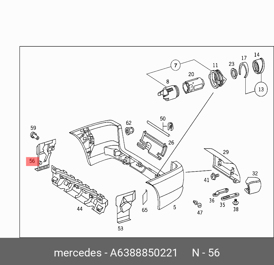 A6388850221 MERCEDES-BENZ НАПРАВЛЯЮЩАЯ КРЕПЛЕНИЯ БАМПЕРА ЗАДНЕГО
