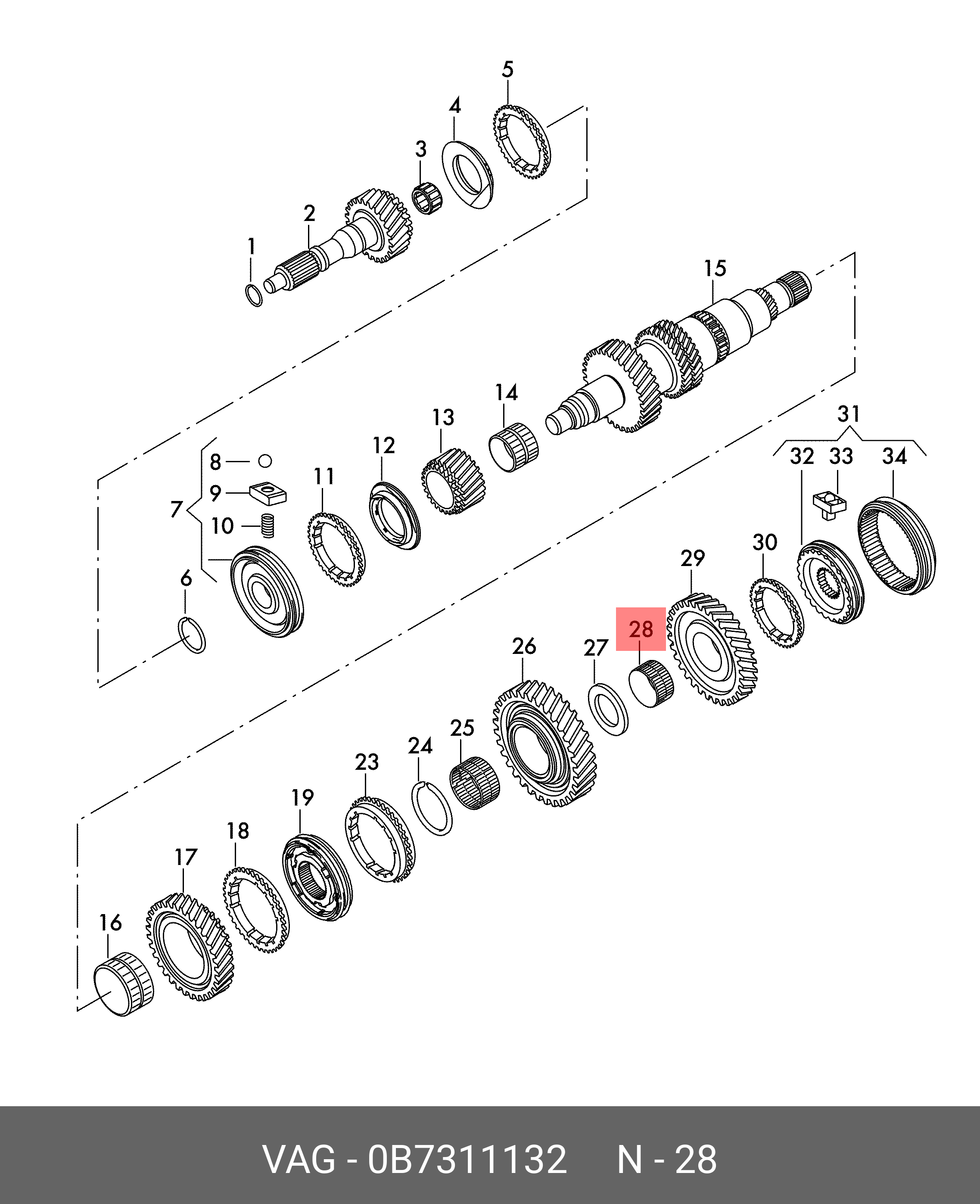 0B7311132 VAG Подшипник игольчатый