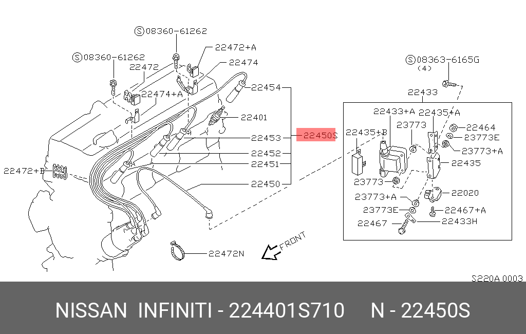 224401S710 NISSAN ПРОВОДА СВЕЧНЫЕ ВЫСОКОВОЛЬТНЫЕ