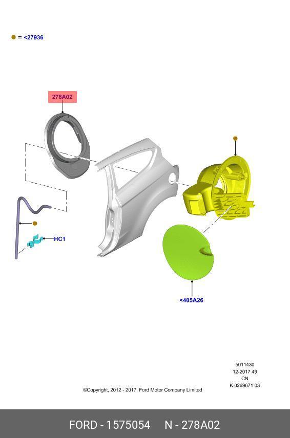 1575054 FORD Уплотнитель заливной горловины топливного бака / FORD Fiesta 08~