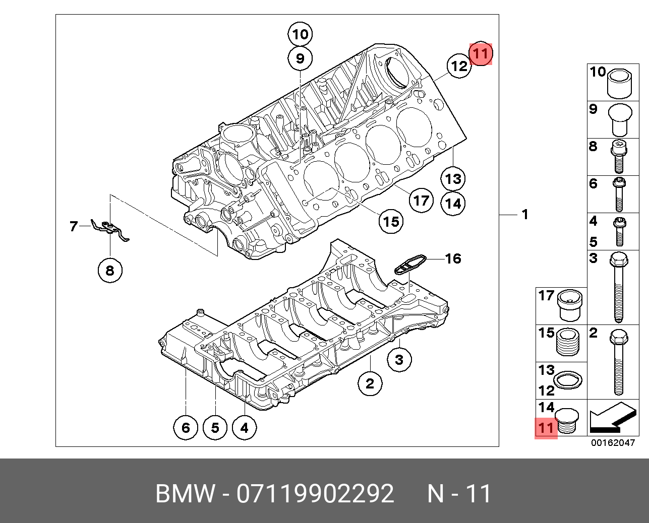 07119902292 BMW Резьбовая пробка M16X1,5