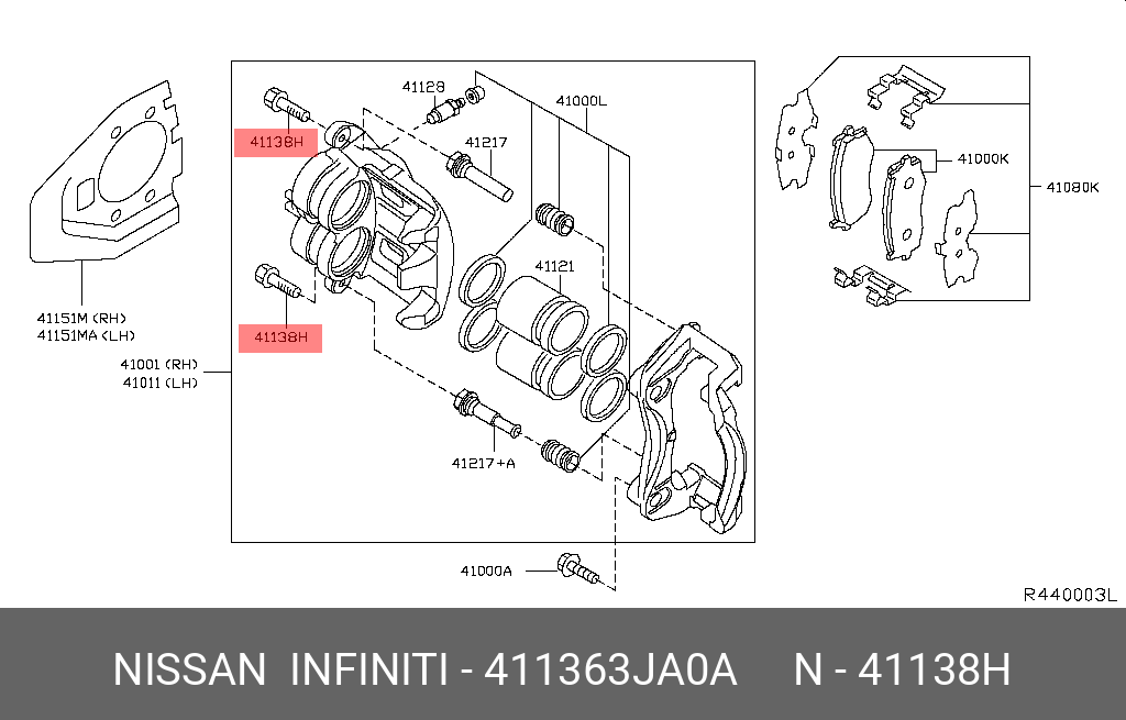 411363JA0A NISSAN БОЛТ С ШЕСТИГРАННОЙ ГОЛОВКОЙ