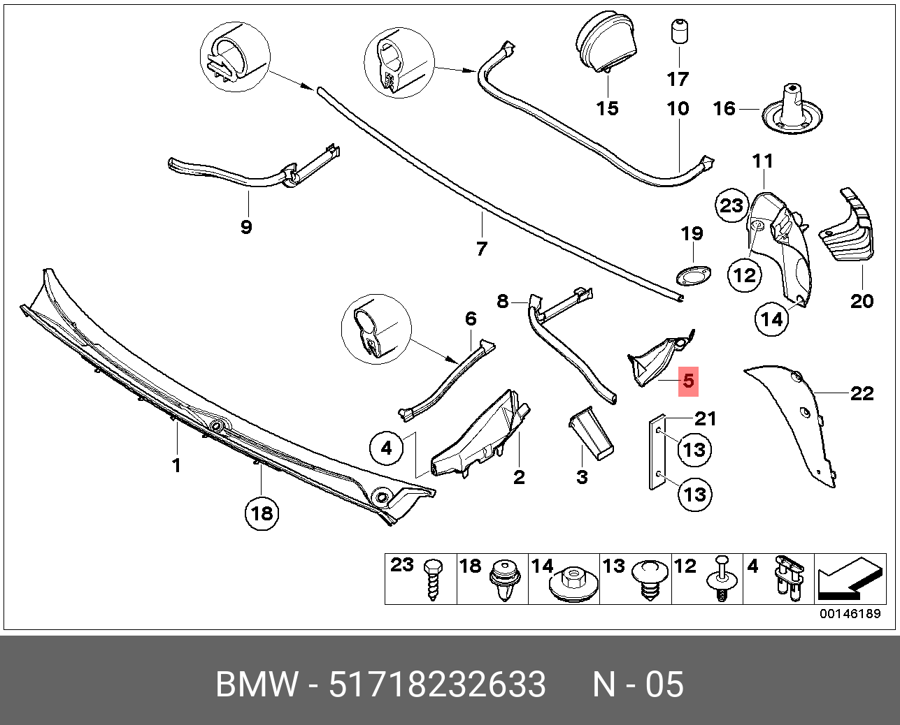 51718232633 BMW Планка обтекателя Л