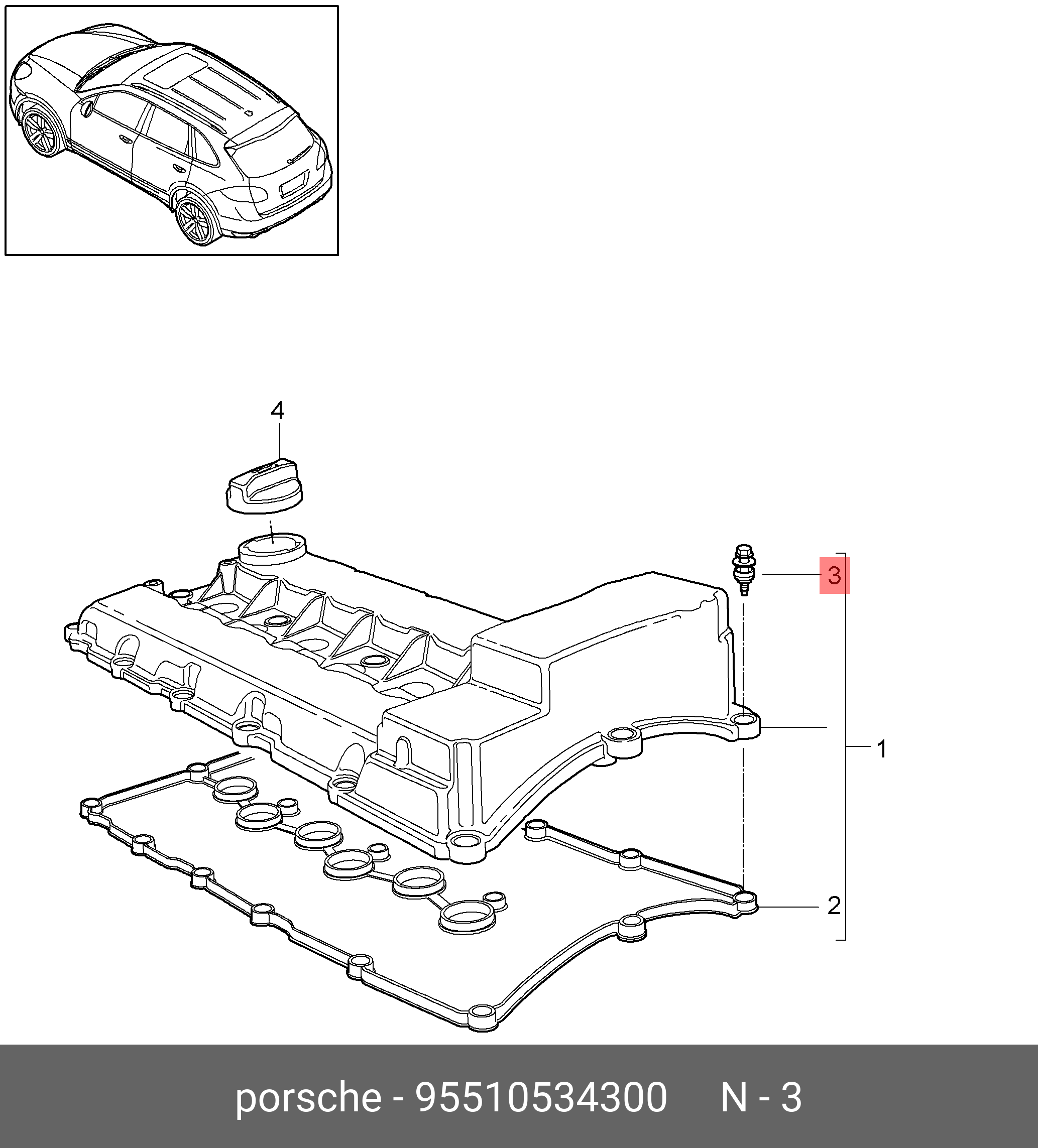 95510534300 PORSCHE ШЕСТИГРАННЫЙ БОЛТ