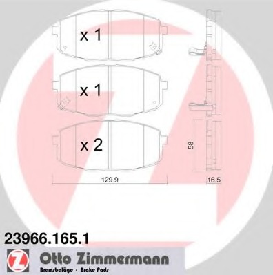 239661651 ZIMMERMANN Колодки тормозные дисковые к-т Hyundai, Kia