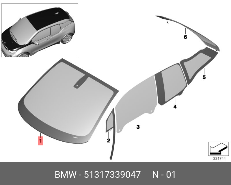51317339047 BMW Лобовое стекло,зеленое с полутон.клином