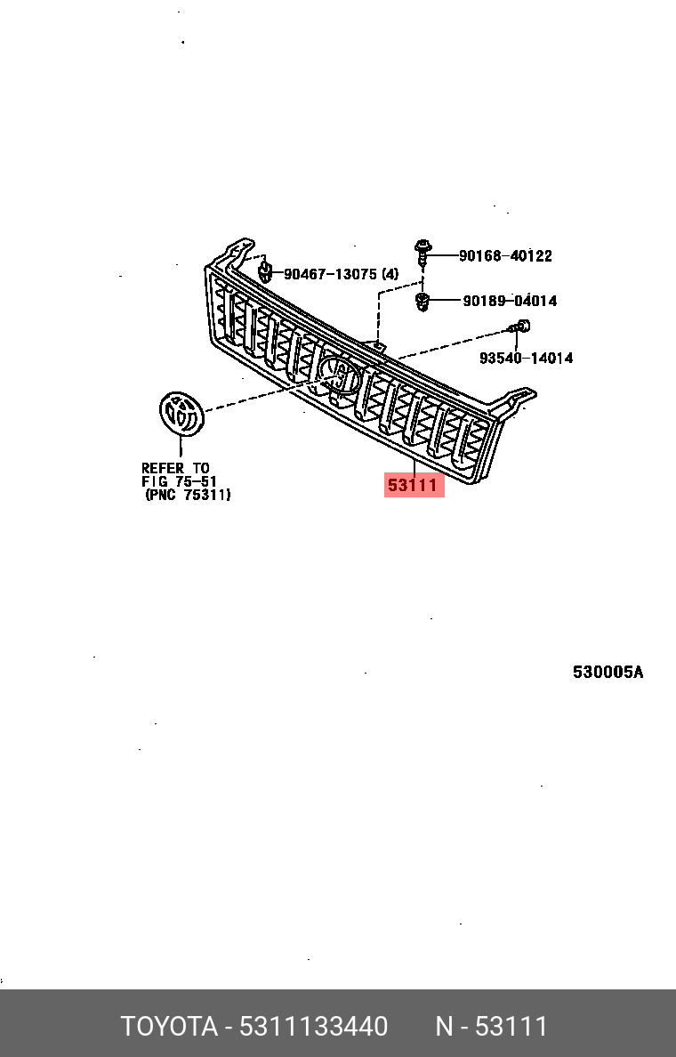 5311133440 TOYOTA РЕШЕТКА РАДИАТОРА