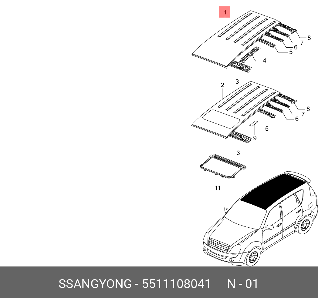5511108041 SSANG YONG PNL-ROOF