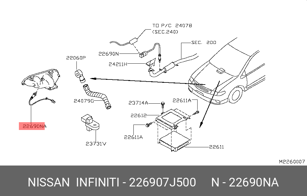 226907J500 NISSAN КИСЛОРОДНЫЙ ДАТЧИК