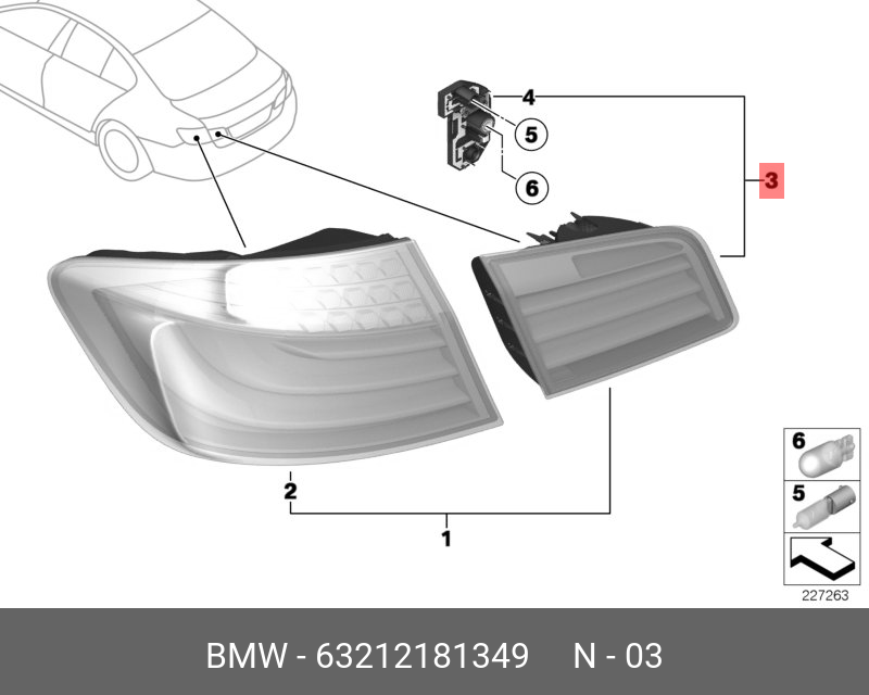63212181349 BMW Блок задних фонарей на багажной двери Л